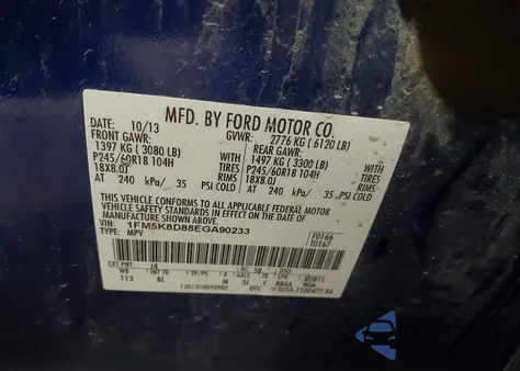 2014 Ford Explorer Xlt from USA, damaged, VIN 1FM5K8D88EGA90233